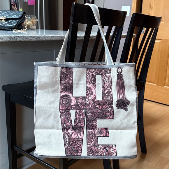 Brighton Pink and Cream Heart Tote - Picture 2 of 7